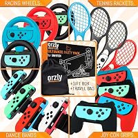 Orzly Nintendo Switch Parti Kiegészítő Szett Kontroller Grip-ekkel, Verseny Kormányokkal, Tánc Csuklópántokkal és Tenisz Ütőkkel - 16 Parti  8