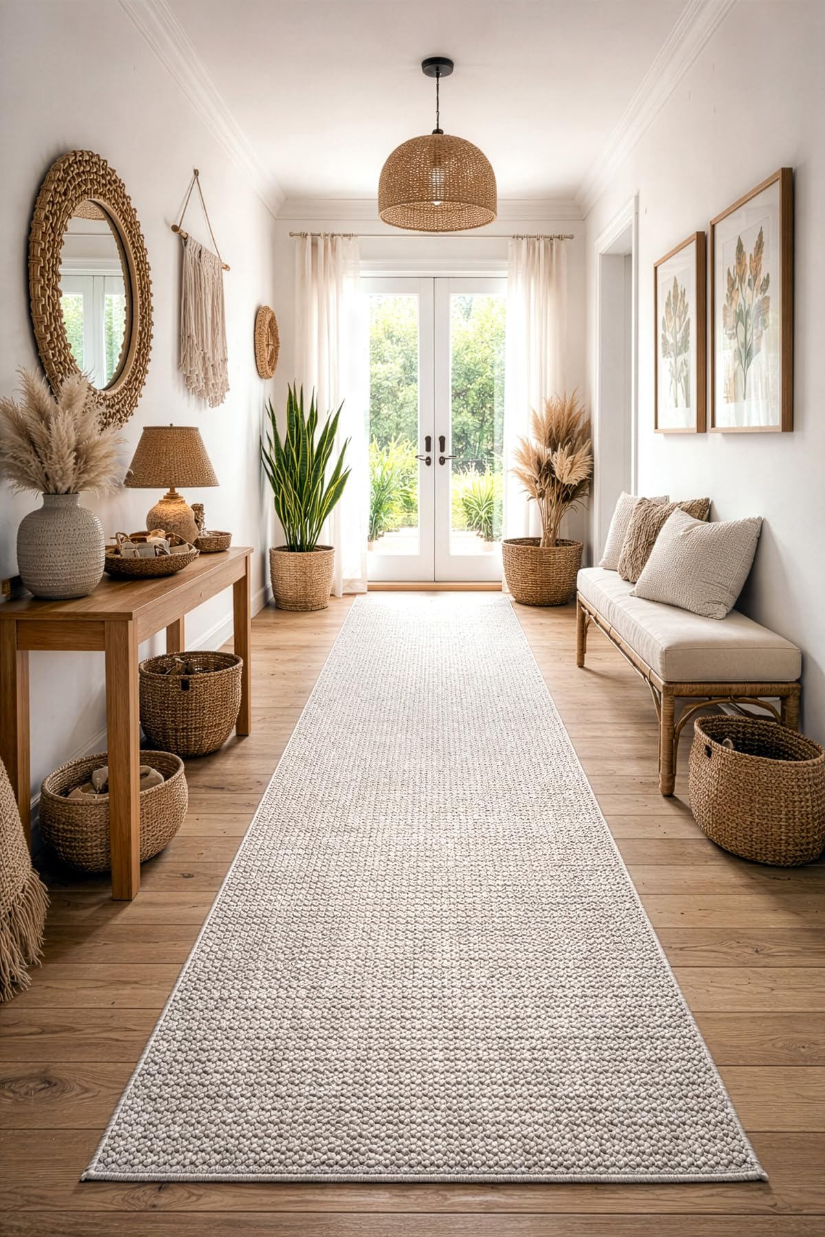 rugsx Teppichläufer Casablanca Loop, weicher Schlingenteppich, strapazierfähig & pflegeleicht, für Wohnzimmer, Schlafzimmer, weiß/beige 100x300 cm