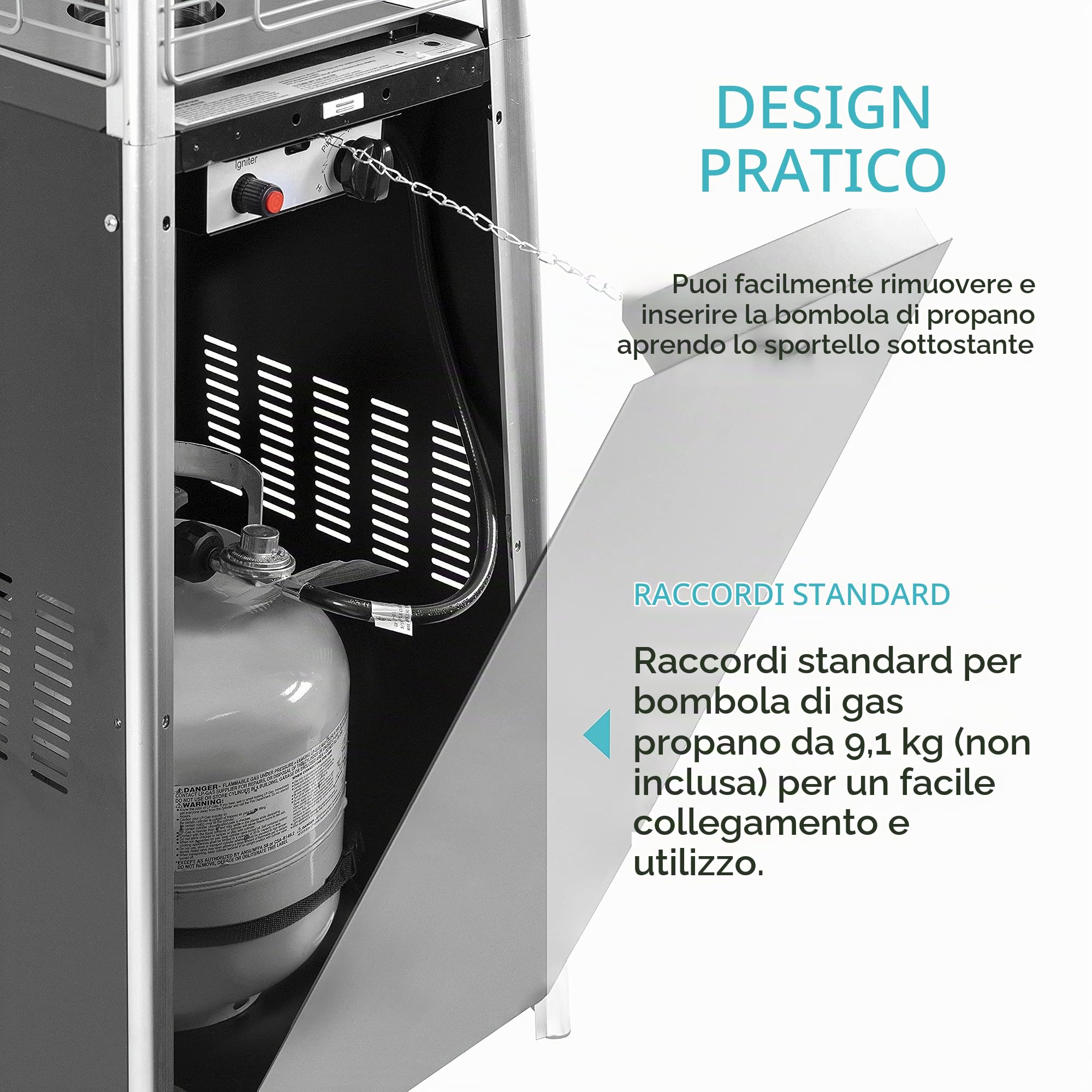 Nuu Garden 48.000 BTU - Stufa a propano per esterni, con tubo di vetro, colore: nero