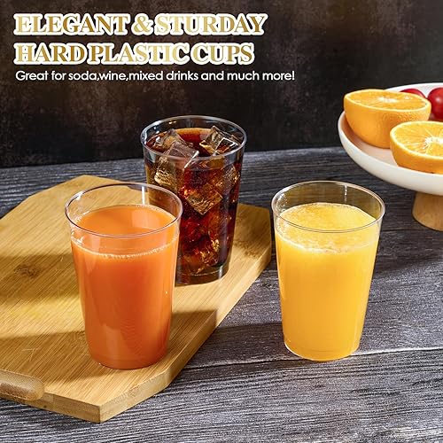 Miniatura 4 de FOCUSLINE Paquete de 200 vasos de plástico transparente de 12 onzas, vasos desechables de plástico reutilizables, resistentes vasos transparentes de