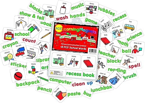Vista 20 de BARKER CREEK Imanes de aprendizaje para niños, imanes de símbolo de comunicación de imágenes, verbos de alta frecuencia e imanes de palabras