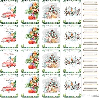 12 Pack Christmas Clear plastic wallet for Gifting Cash, Checks, Variety of Colors, and Designs of Money Gift Card Pouch with Adhesive Back and Clear Plastic Money Window (Red-12pc)