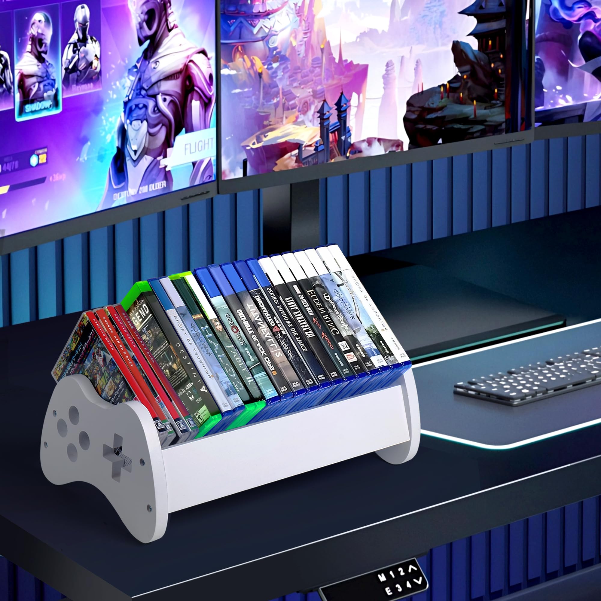 Alyoen Spiele Aufbewahrung, Universeller Spielhalter für PS5/ PS4/ PS3/ Xbox/Switch Spielhüllen, Speichert Maximal 32 Spiel Discs, Videospiel Storage Organizer, Weiß