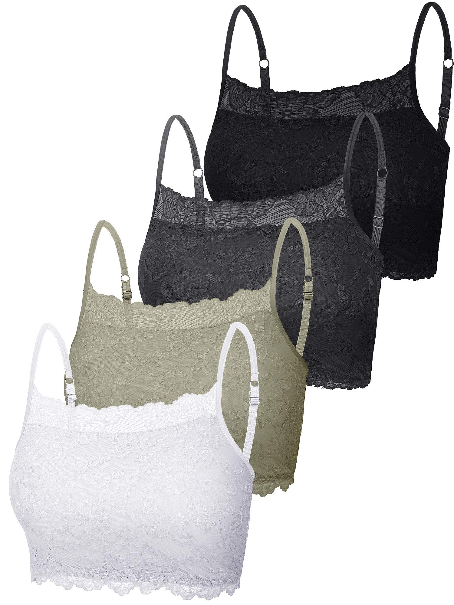 Boao Women's Lace Bralette Top, Cotton/Spandex, XL