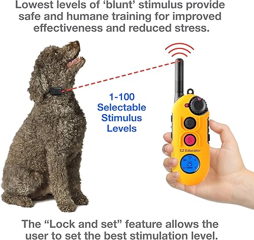 Miniatura 2 de Educator EZ - Collar de entrenamiento para perros de 12 milla con control remoto ergonómico, estimulación de vibración humana segura, tono