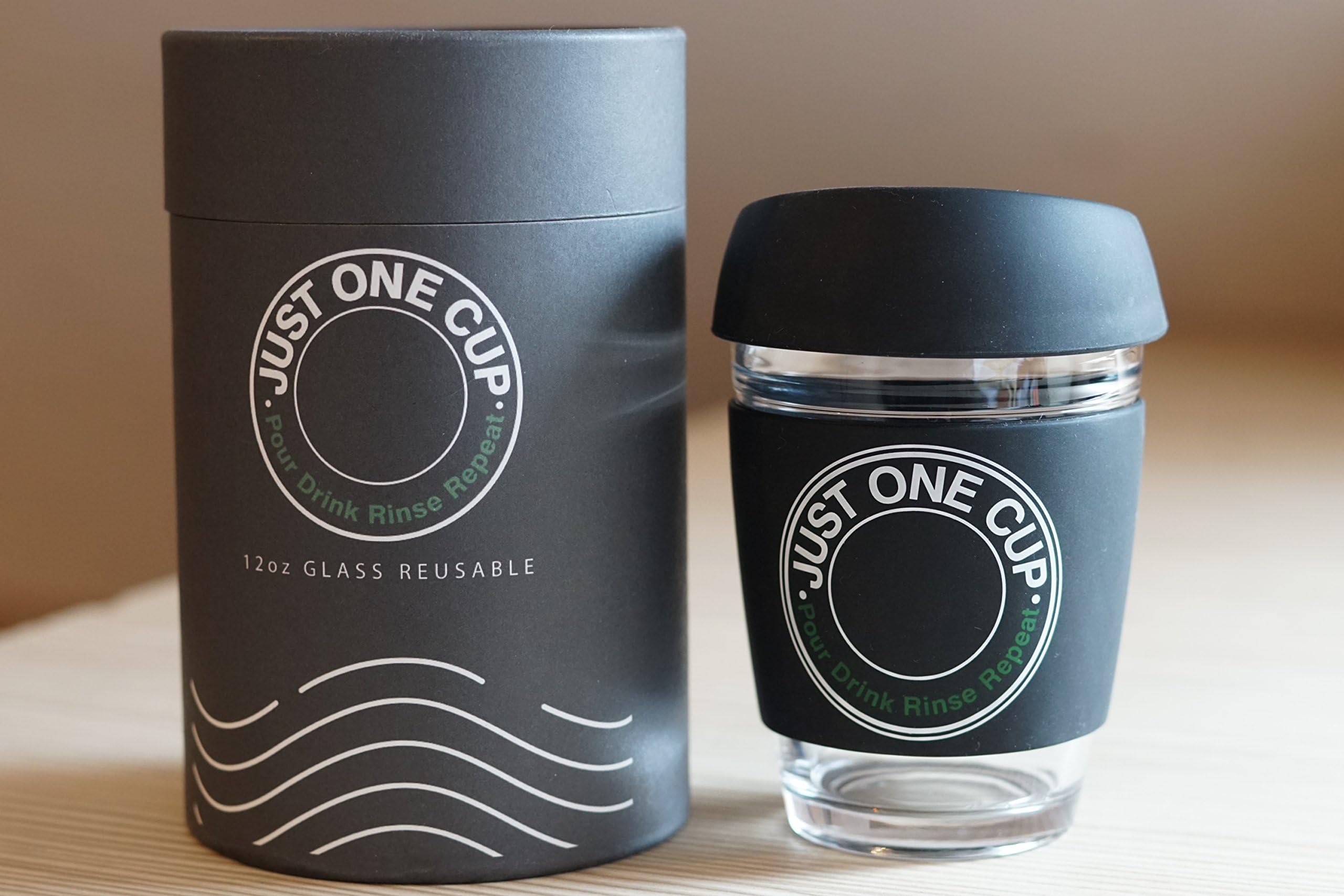 Reusable Glass Coffee Cup 12oz