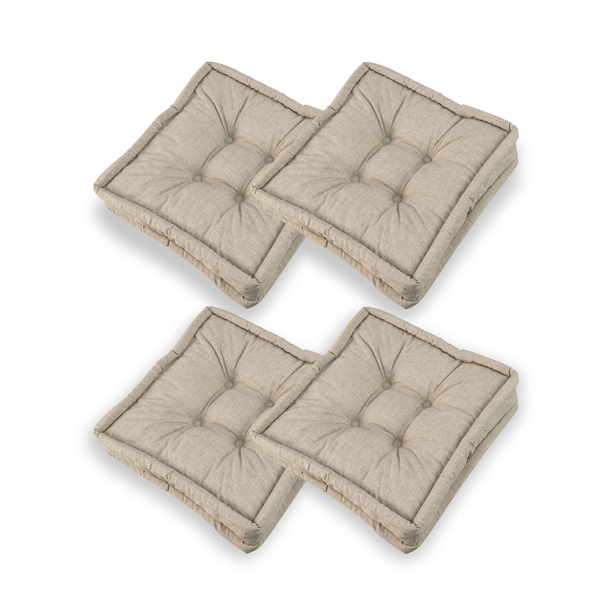 TECNOCUCI Cuscino da Pavimento - Set da 4 - Realizzati in Italia - Colore Grigio - Misure: 40x40x12