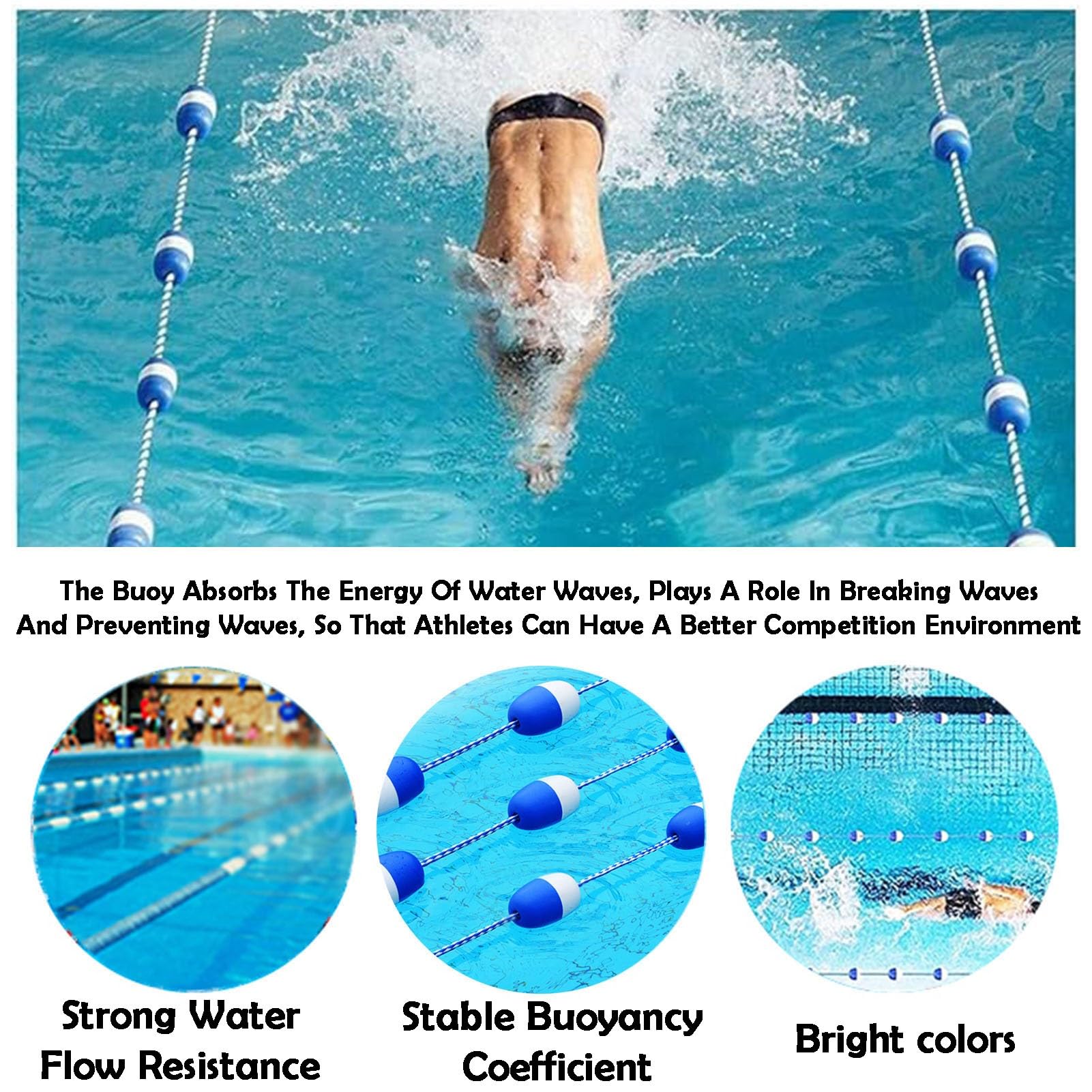 Schwimmtrenner, Sicherheitsseil für flache Pools und Strände, 100 cm, mit 2 schwimmenden Bällen für den Außenbereich, Schwimmzubehör für effektive Teilung