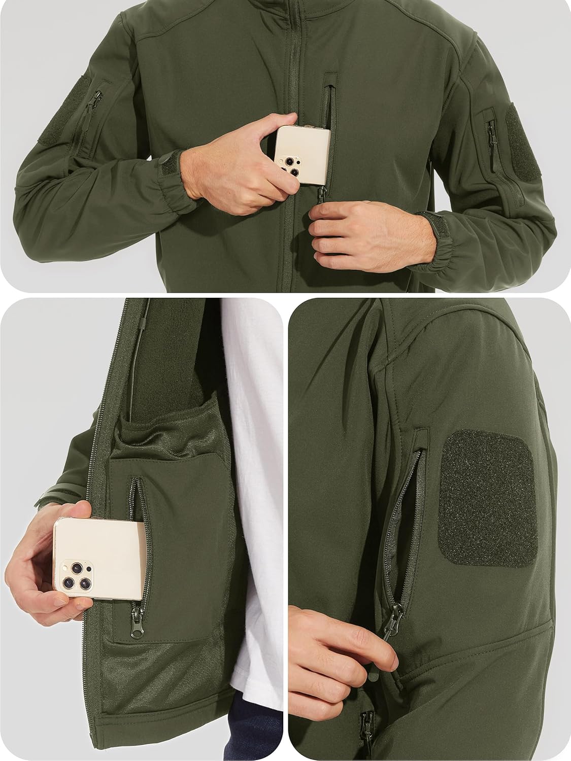 TACVASEN Men's Tactical Jacket with Hood Water Resistant Special Ops Military Softshell Coat - Image 2