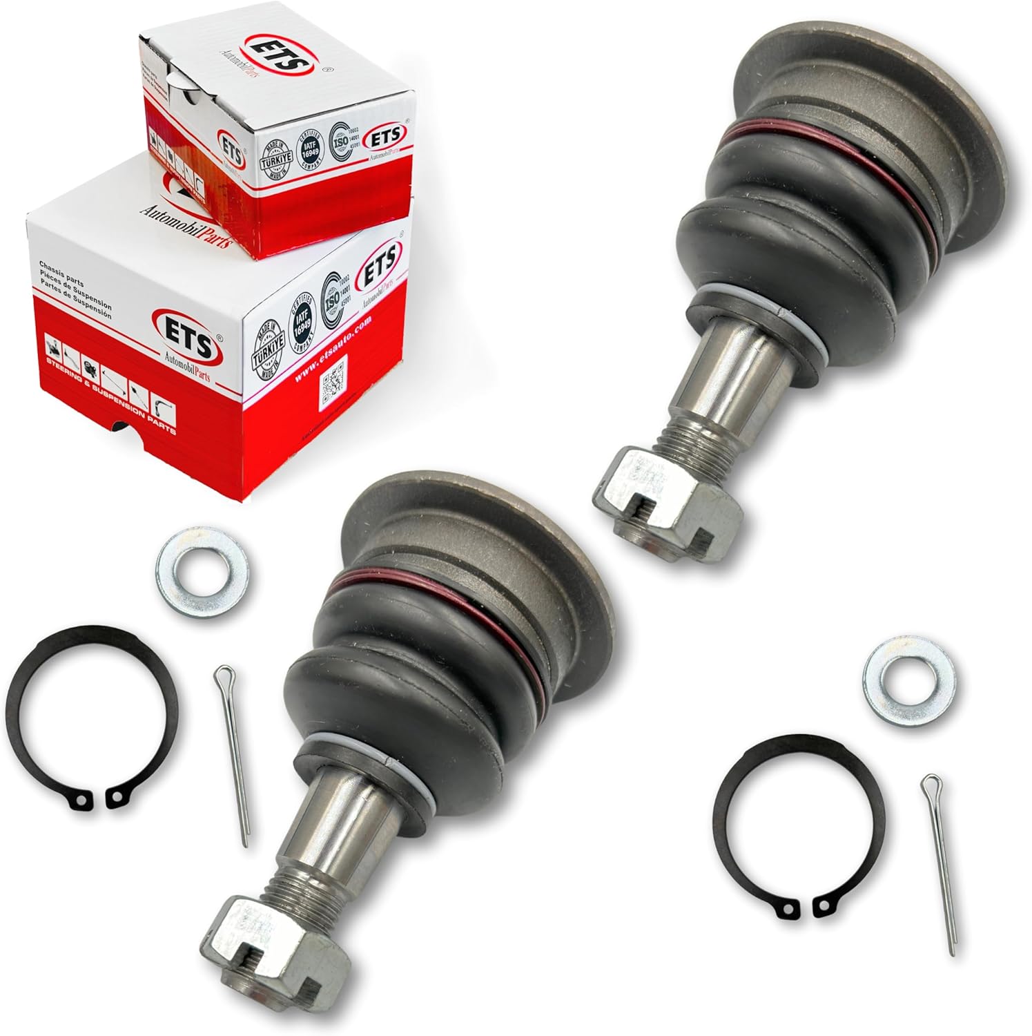 ETS 4Pc Front Lower & Upper Ball Joint Kit K500224, K500018 Fits 2008-2022 Toyota Sequoia / 2007-2021 Toyota Tundra