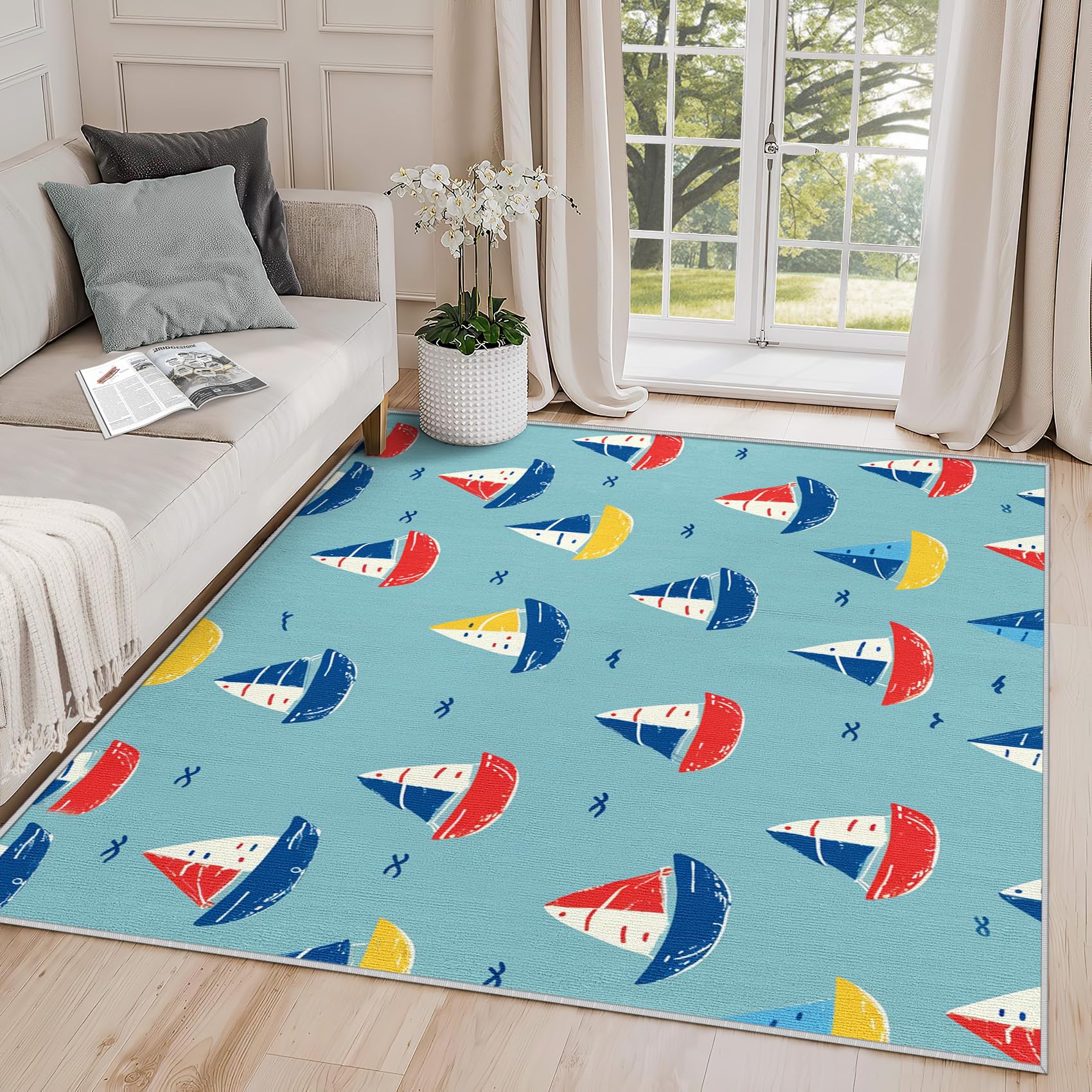 Amazon.com: Yoozitrees 3x4 Rug, Sailboat Door Mat, Nautical