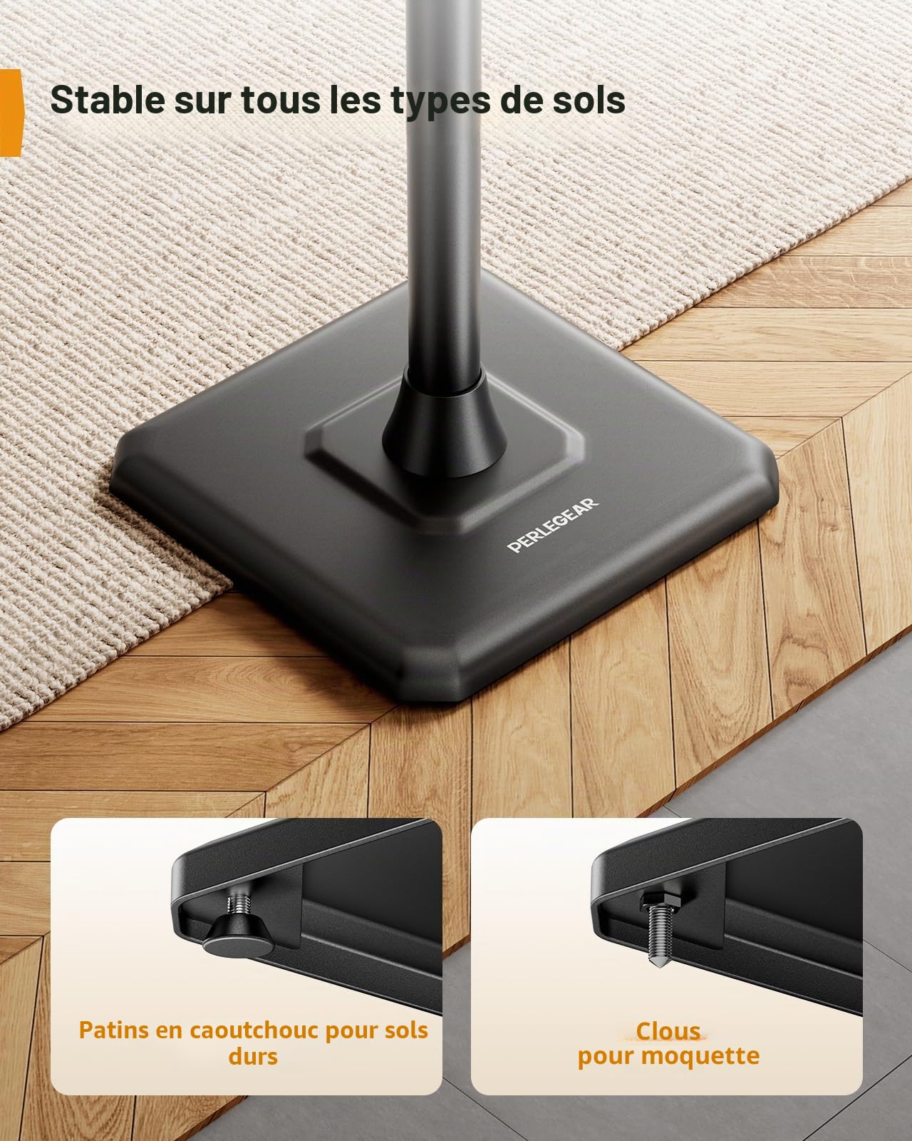 Perlegear Supports de Haut par Paire, Hauteur réglable de 83,8 à 106,7 cm avec Gestion des câbles et capacité de 6 kg, Parfait comme Support Enceinte ou Support D'enceinte, PGSS12