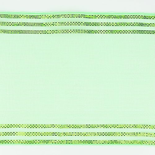 Miniatura 7 de HUIHUANG Cinta de malla decorativa verde lima de 10 pulgadas con borde de rayas metálicas para suministros de fabricación de coronas de Navidad,