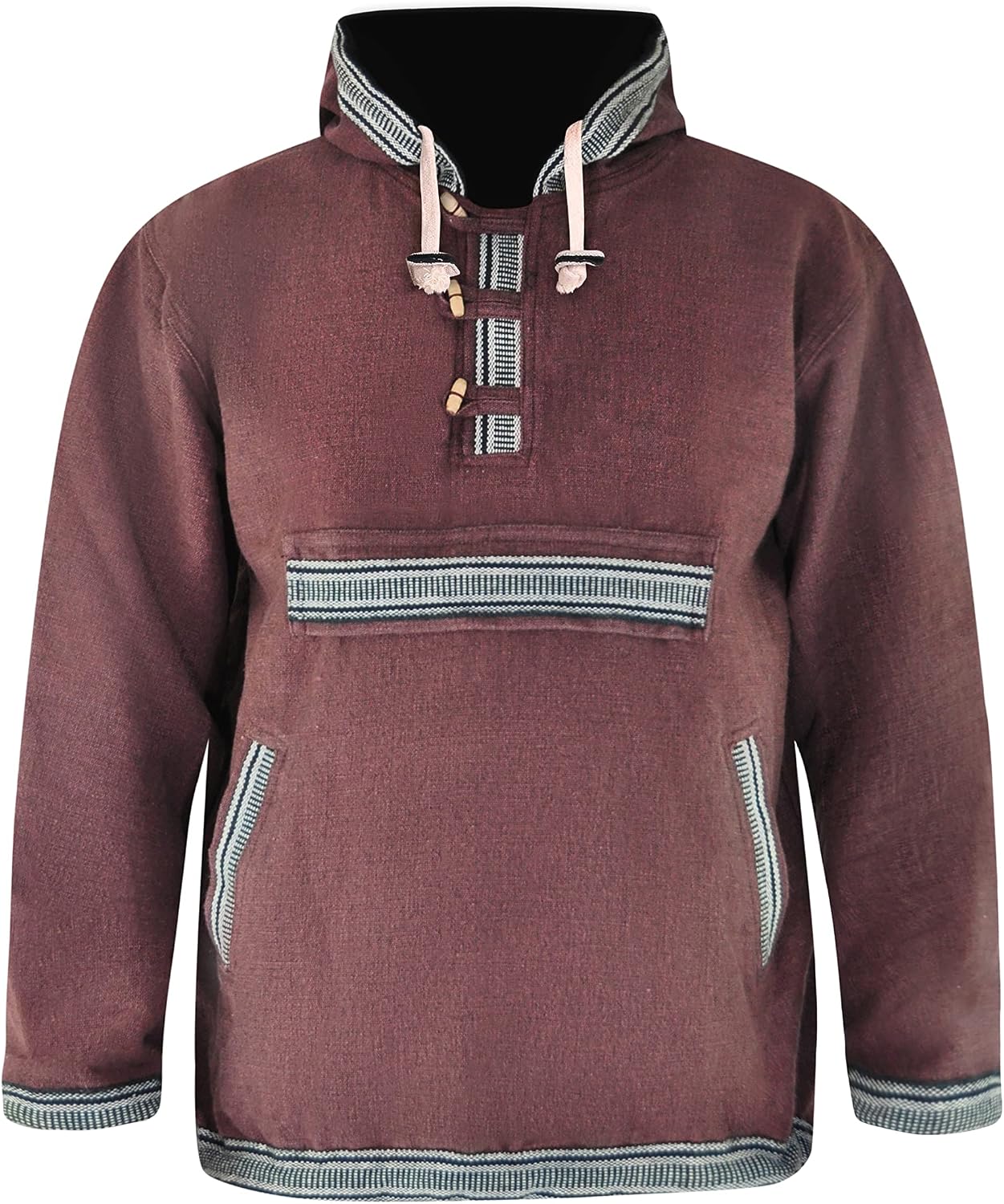 virblatt – Baja Drug Rug Aztec Hoodie Men Cotton Hippie Clothes