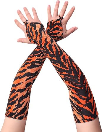 Aniler Womens Spandex Costume Long Gloves 19" Length Halloween Party Rave Stretchy Fingerless Gloves