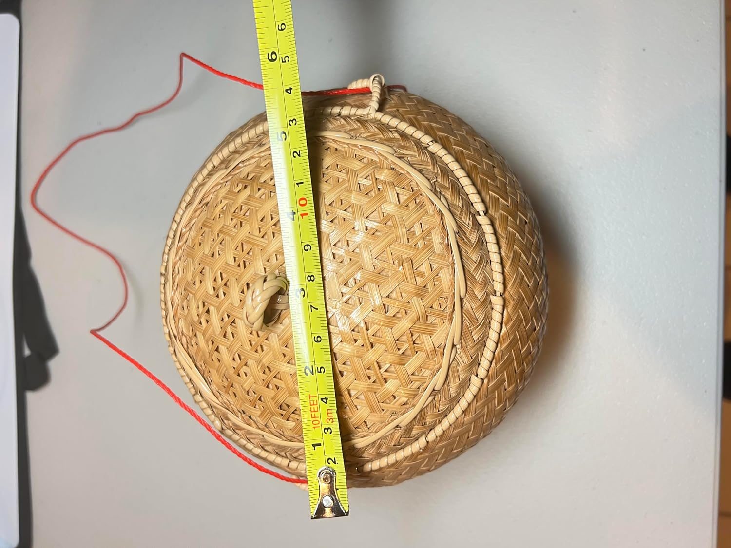 Natural Bamboo Rice Bowl/Sticky Rice Serving Bowl/Woven Wicker Basket with Handle for Cooking and Serving (Medium Size)