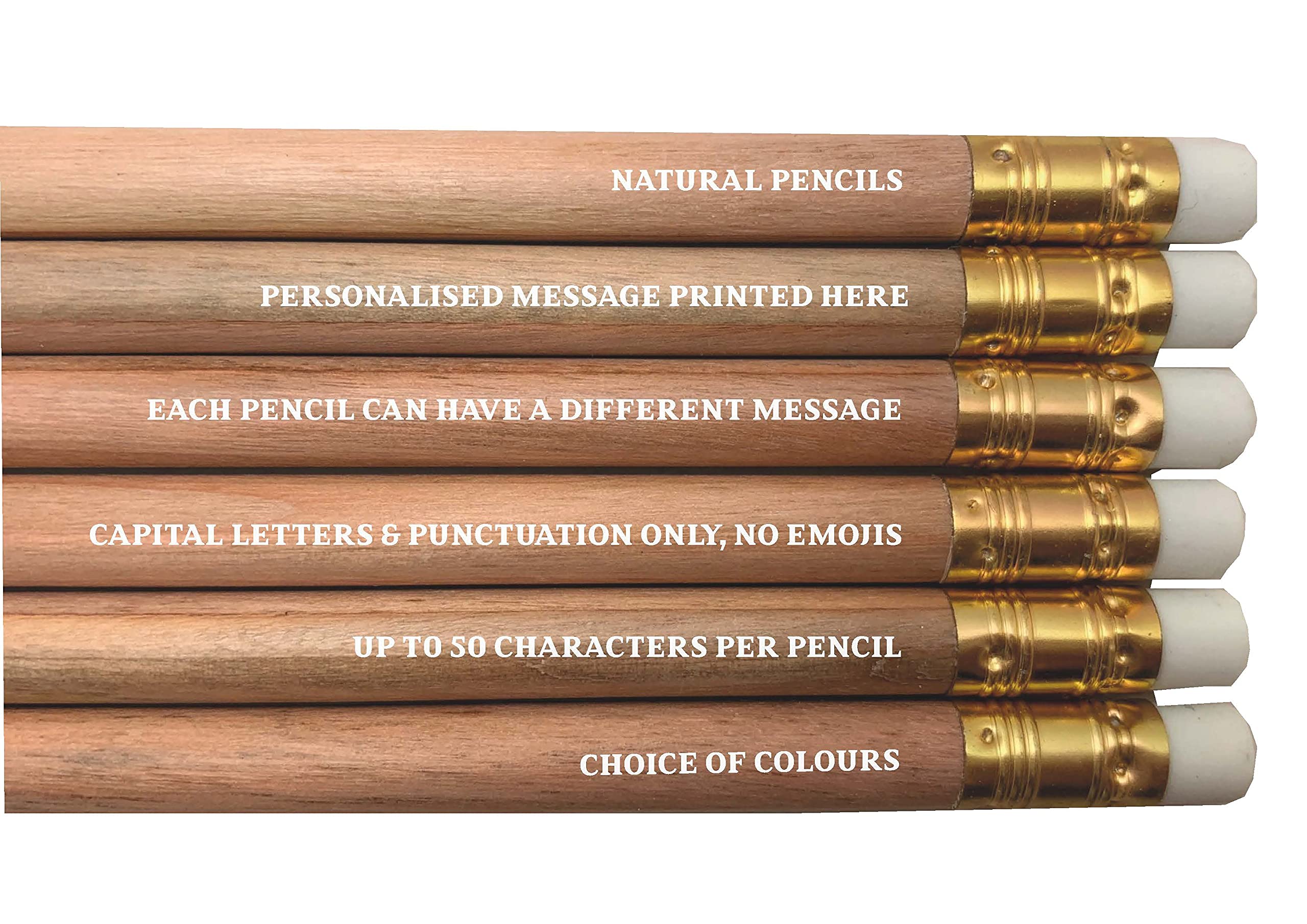 Personalised Pencils - Choice of Colours and Quantities (Natural Wood, 6 Pencils) โ image 1