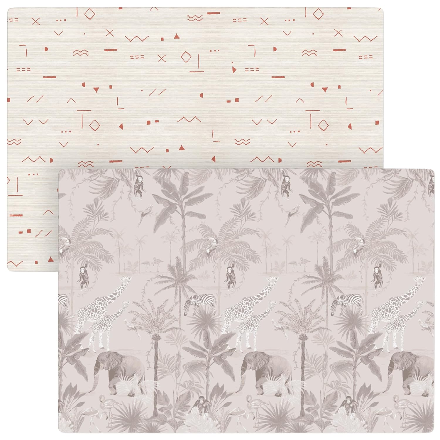 Baby Play Mat for Infants | One-Piece Reversible Foam Floor Mat | Large | Eco-Friendly | Extra Soft | Thick | Non-Toxic | Toddlers | Kids (Boho Desert/Pink Aminal Jungle, Large)