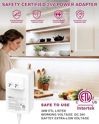 Miniatura 5 de EMITEVER Kit de iluminación para debajo del gabinete, 6 tiras de luces LED COB de 5000 K, color blanco natural, tira de luces LED regulables para