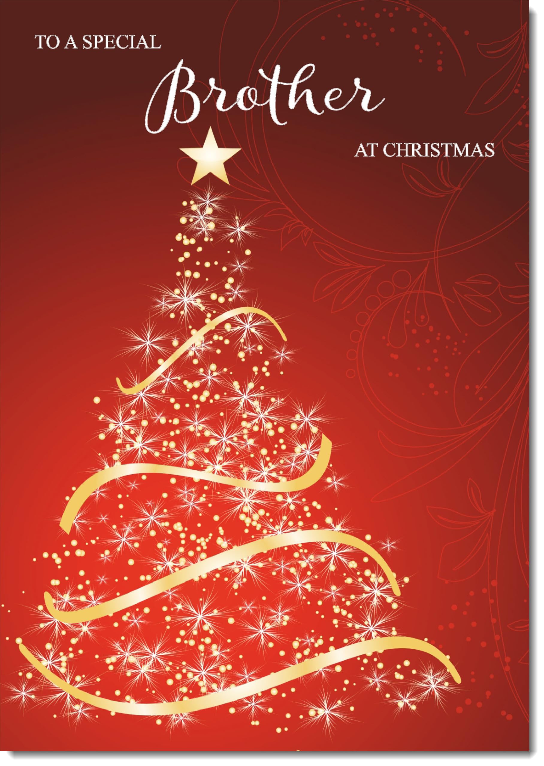 doodlecards Brother Christmas Card Red Abstract Christmas Tree Large A4 Size Christmas Card for Brother with Plain Envelope — image 1