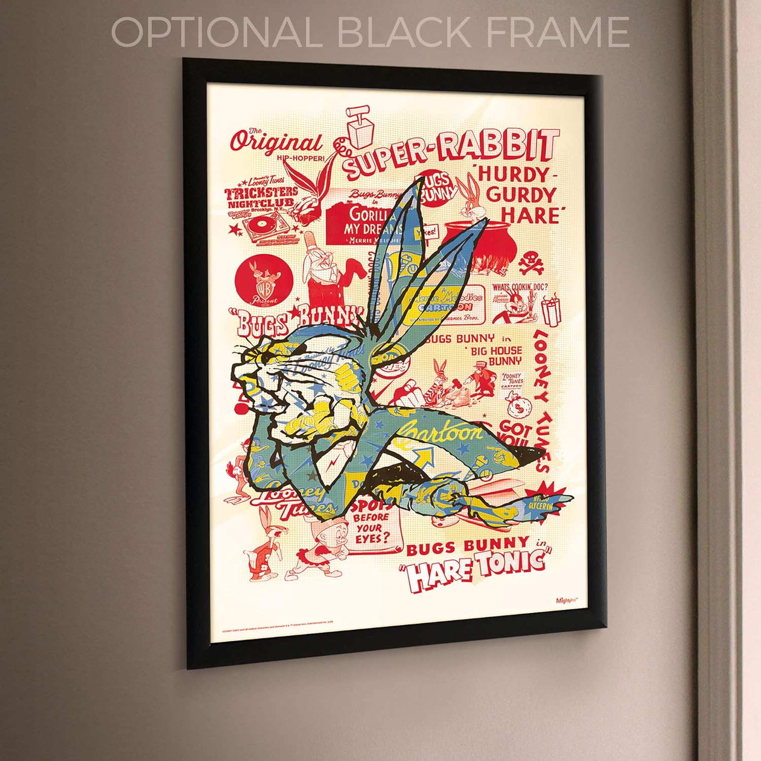 MIGHTYPRINT Looney Tunes – Bugs Bunny – Hare Tonic – Cartoon Quotes – Durable 17” x 24 Wall Art – NOT Made of Paper – Officially Licensed Collectible MP17240602