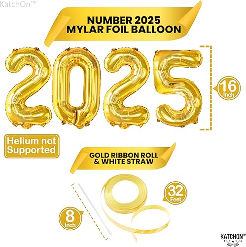 Miniatura 2 de KatchOn, Globos dorados de feliz año nuevo 2024  16 pulgadas  Globos de feliz año nuevo para decoraciones de feliz año nuevo 2024  Suministros de