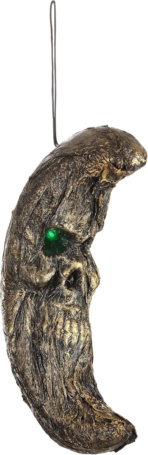 Fun Costumes Hanging Foam Half Moon 16" Indoor Decoration, Battery Operated Light-Up LED Flashing Eyes Room Display