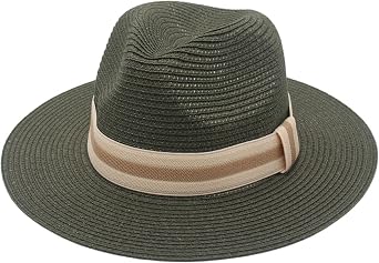 UPF50+ Men Women Wide Brim Straw Panama Sun Hat Summer Beach Sun Hats
