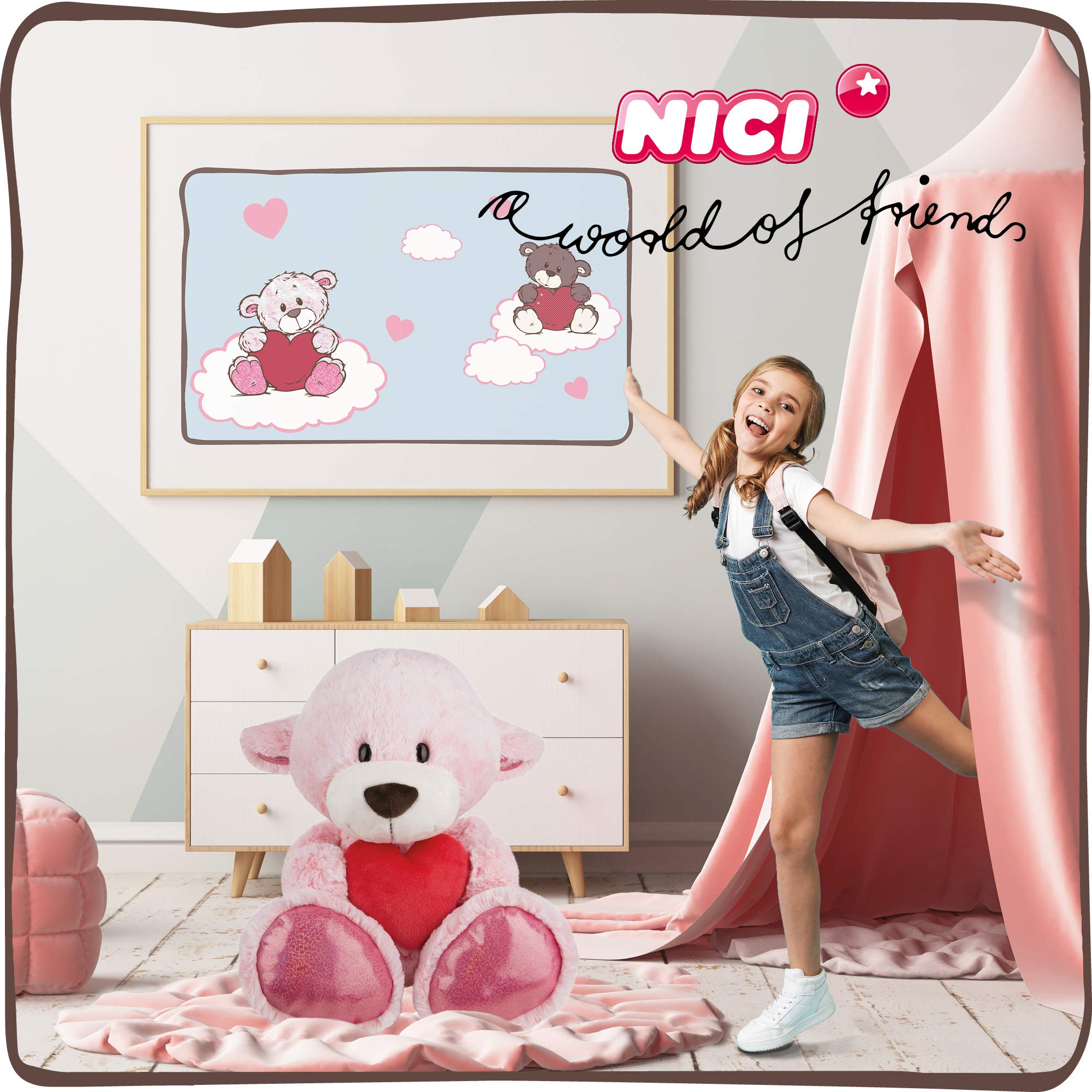 Amazon.co.jp: NICI(ニキ)ベア ピーチ w.ハート クラシック 70cm