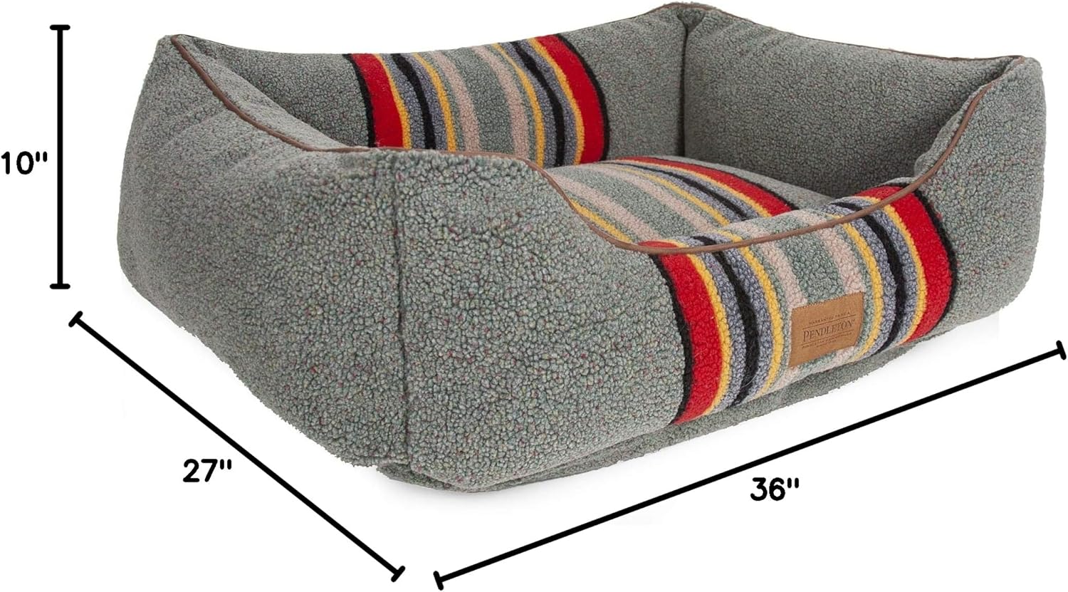 Pendleton Vintage Camp Berber Kuddler Dog Bed - Green Heather, Large (36" w x 27" d x 10" h)