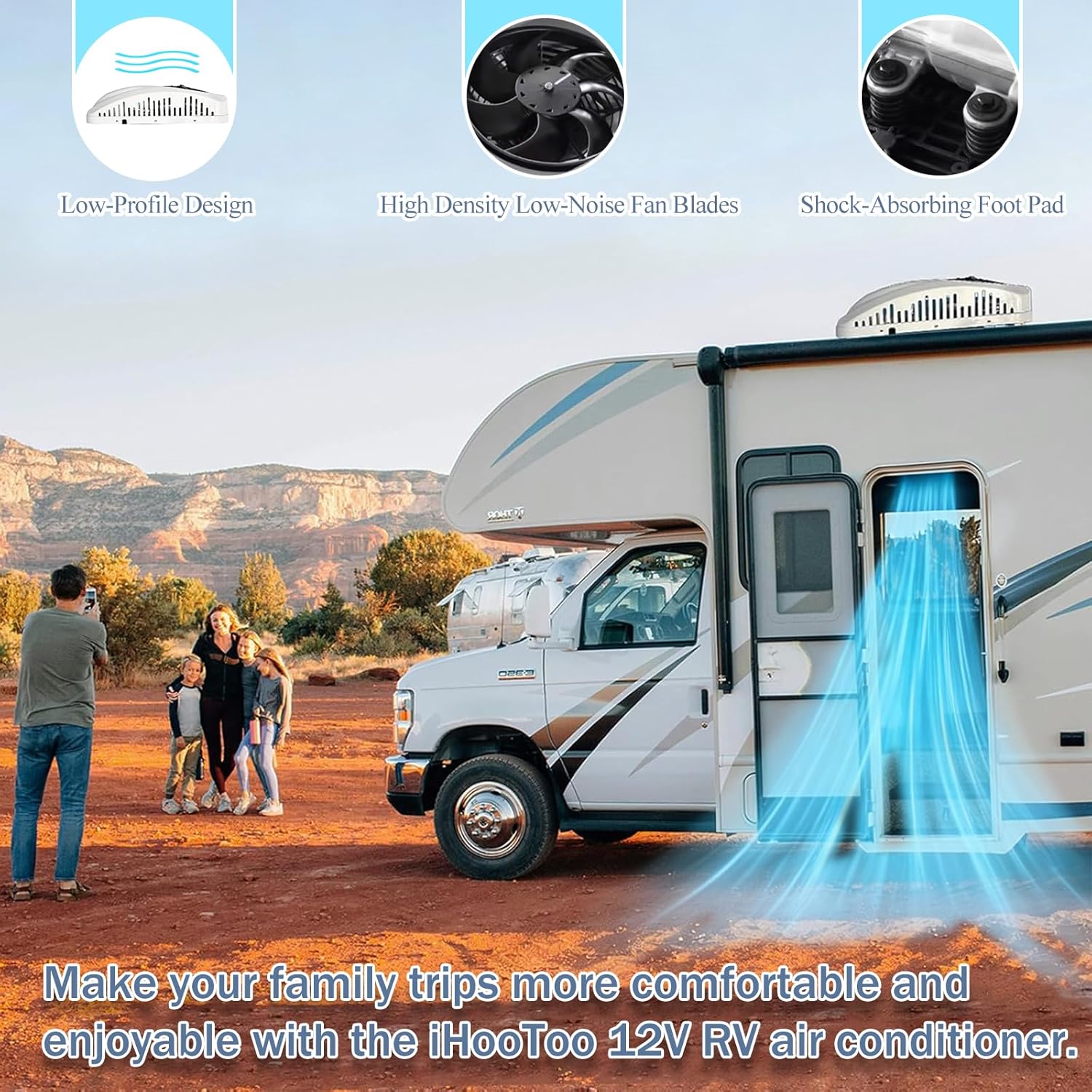 12V RV Air Conditioner, RV AC Unit Rooftop Camper Air Conditioner with Heat, 12V AC Unit for Vans, Trucks, Boats, Trailers 10000 BTU Cooling and 3500 BTU Heating