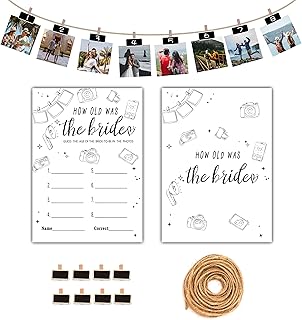 Bridal Shower Games - How Old Was The Bride-to-be Wedding Shower Party Card Game - Hand Drawn Minimalist Themed Bachelorette/Engagement Party Supplies Activities Decorations (A02)