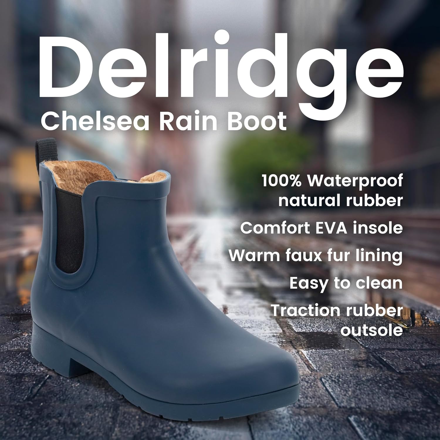 Chooka Women’s Waterproof Chelsea Bootie – Plush Lined, Slip-On Rain Ankle Boots - Image 7