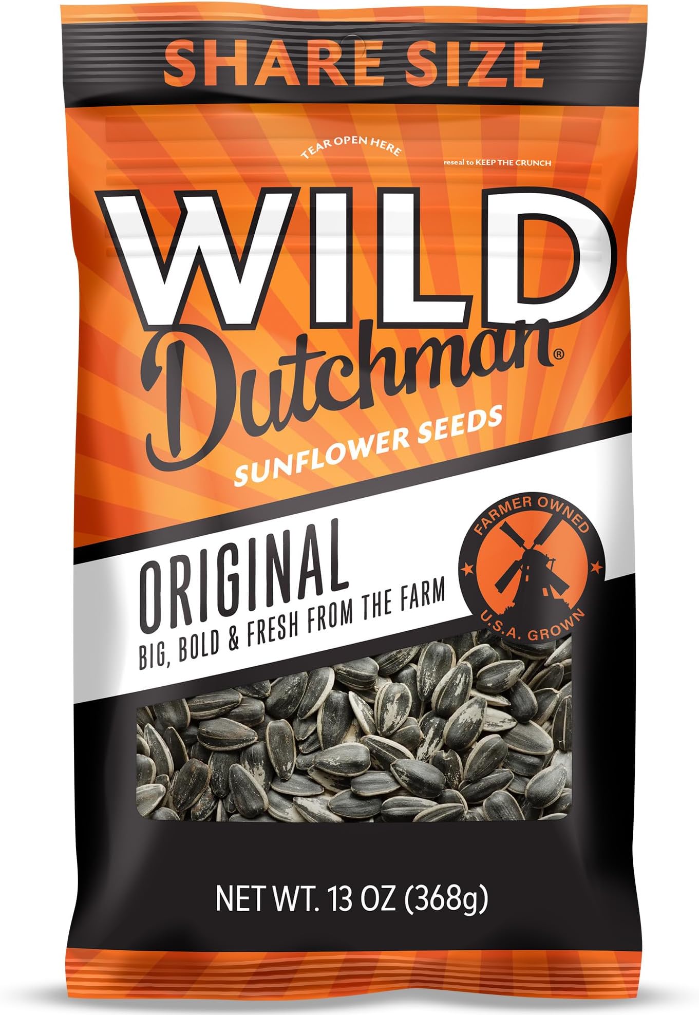 Roasted Sunflower Seeds in a Resealable Bag for Ultimate Freshness and an Easy Pour Snack, Salted Original Flavor, 13 oz (Pack of 12)