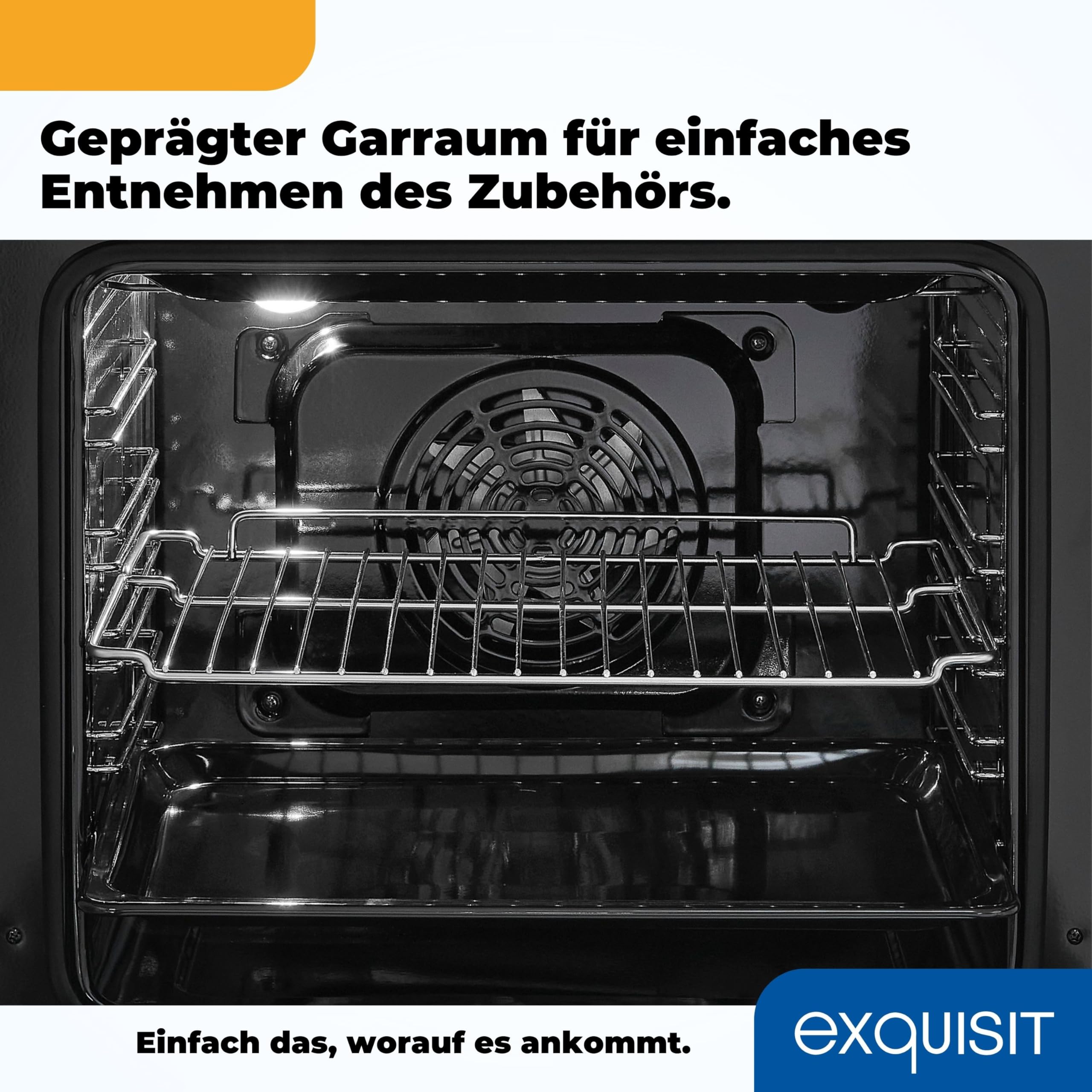 Exquisit Piekarnik do zabudowy EBE 657-2H SW | piekarnik do zabudowy | pojemność 59 l | stal nierdzewna, czarny