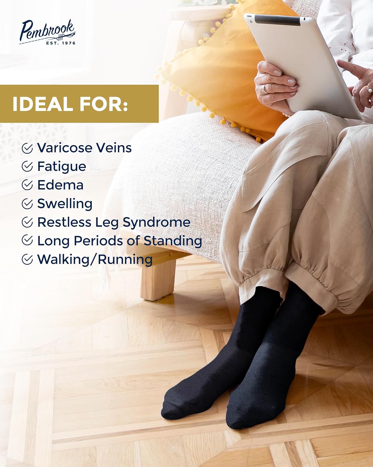 Pembrook Light Compression Socks for Women - 6 Pairs | 8-15 mmHg Cotton Compression Socks Women | Circulation Support - Image 4