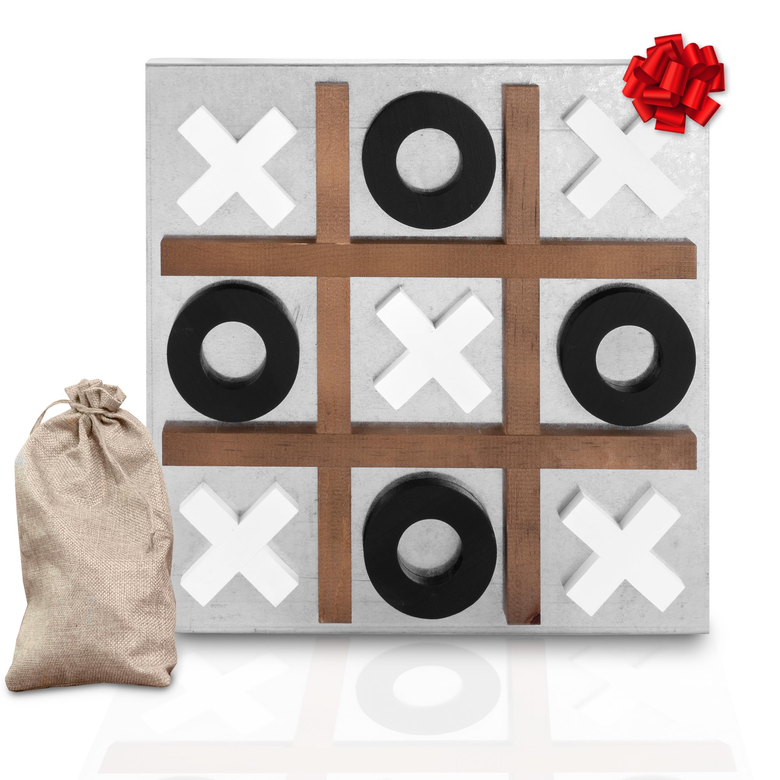 Play Platoon Metal & Wood Magnetic Tic Tac Toe Wall Mounted Games - 13.5 Inch Table Top Playroom Decor or Wall Mounted Room Decor - Rustic Board Game, Room Accessories