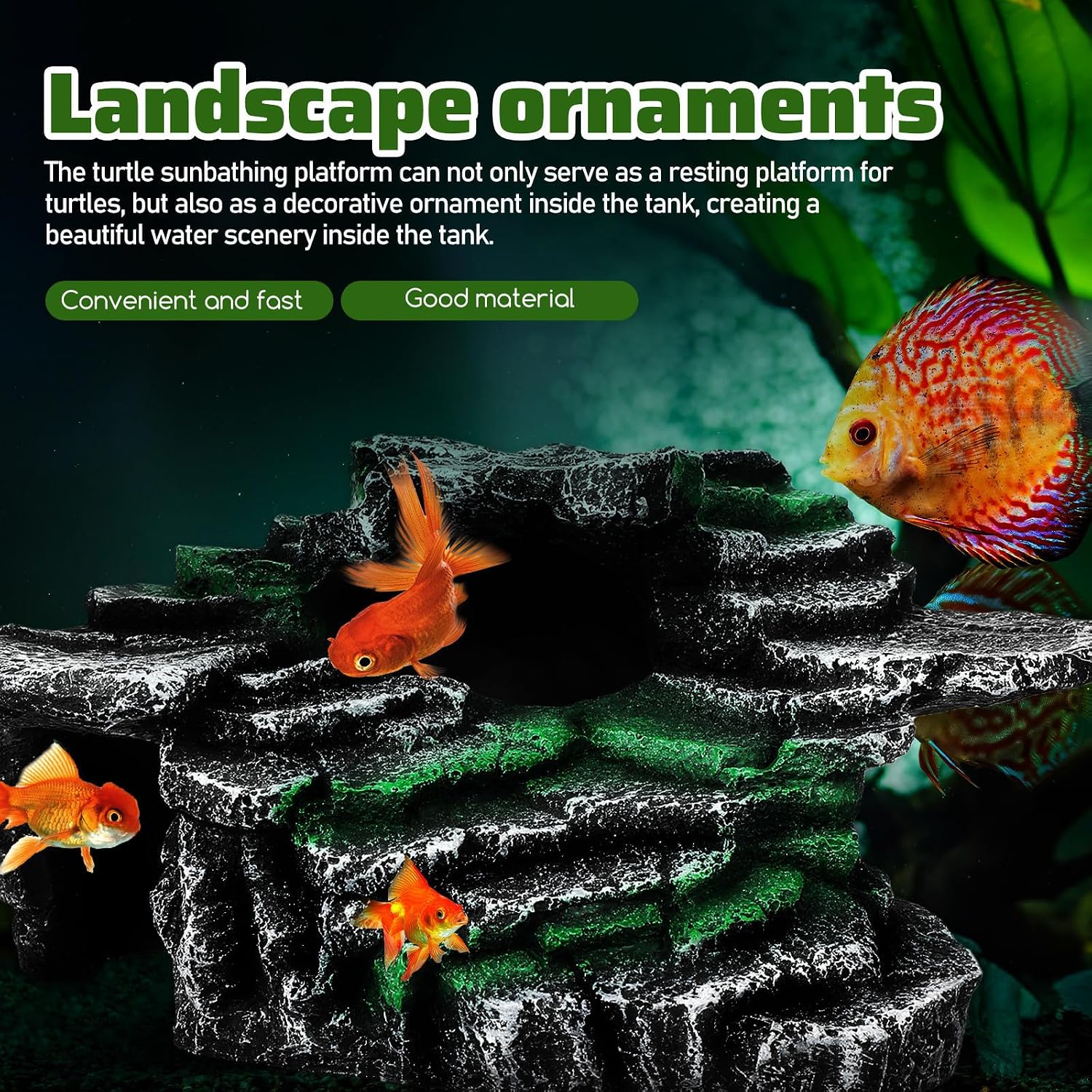 VICASKY Turtle Basking Platform Stone for Aquatic Turtles Tank Decor