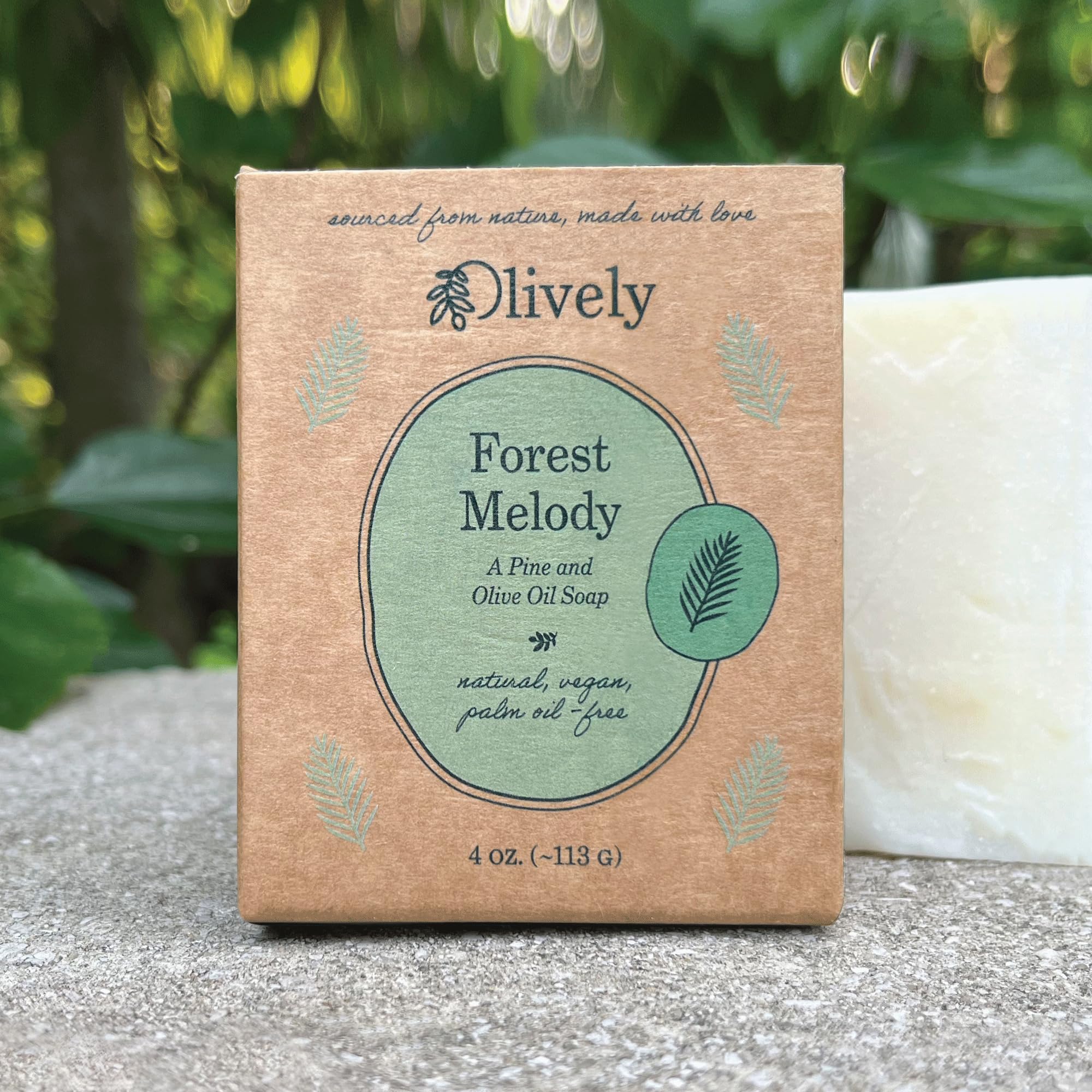 Olively Forest Melody - All Natural Soap Bar - Soap Bar handmade with Olive and Pine Oil - Bar Soaps made with 100% natural ingredients - Body, Bath