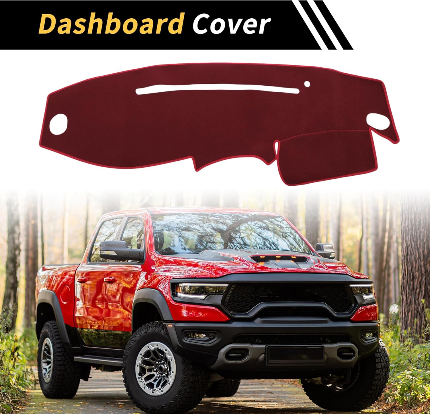 Dash Cover for Ford for Ranger 1995-2011 Dash Board Mat Non-Slip Dash Cover Mat Pad Polyester Center Console Dashboard Cover Pad Carpet Wine Red