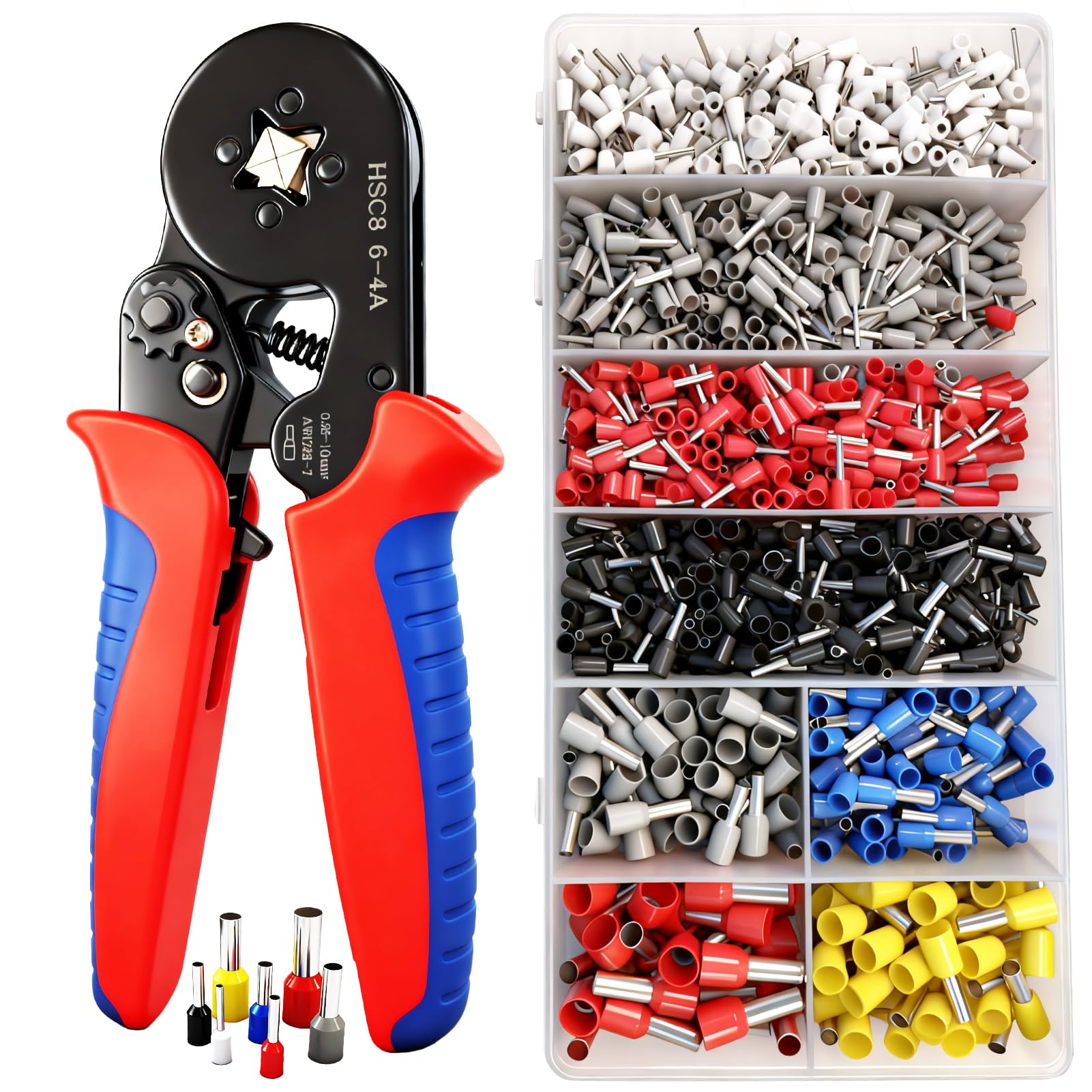 Set di Puntalini, Pinza Crimpatrice 0,25-10mm², Capicorda Elettrici, Attrezzi Elettricista