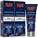 No Hair Crew Body At Home Hair Removal Cream for Manscaping Unwanted Hair with Energizing Ginseng, Premium Depilatory, Painless & Flawless, Made for Men, 200ml (2 Pack)