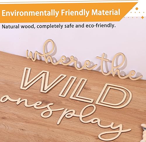 Miniatura 4 de Decoración de pared para sala de juegos, 24 pulgadas XL 3D Where The Wild Ones Play, letrero decorativo de pared de madera para niños pequeños,