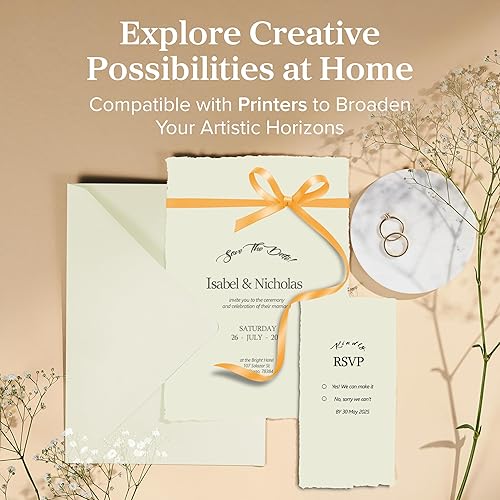 Miniatura 3 de Wanderings Papel en blanco con borde verde Deckle hecho a mano, tamaño de 5 x 7 pulgadas, paquete de 25 unidades, papel de hojas sueltas para