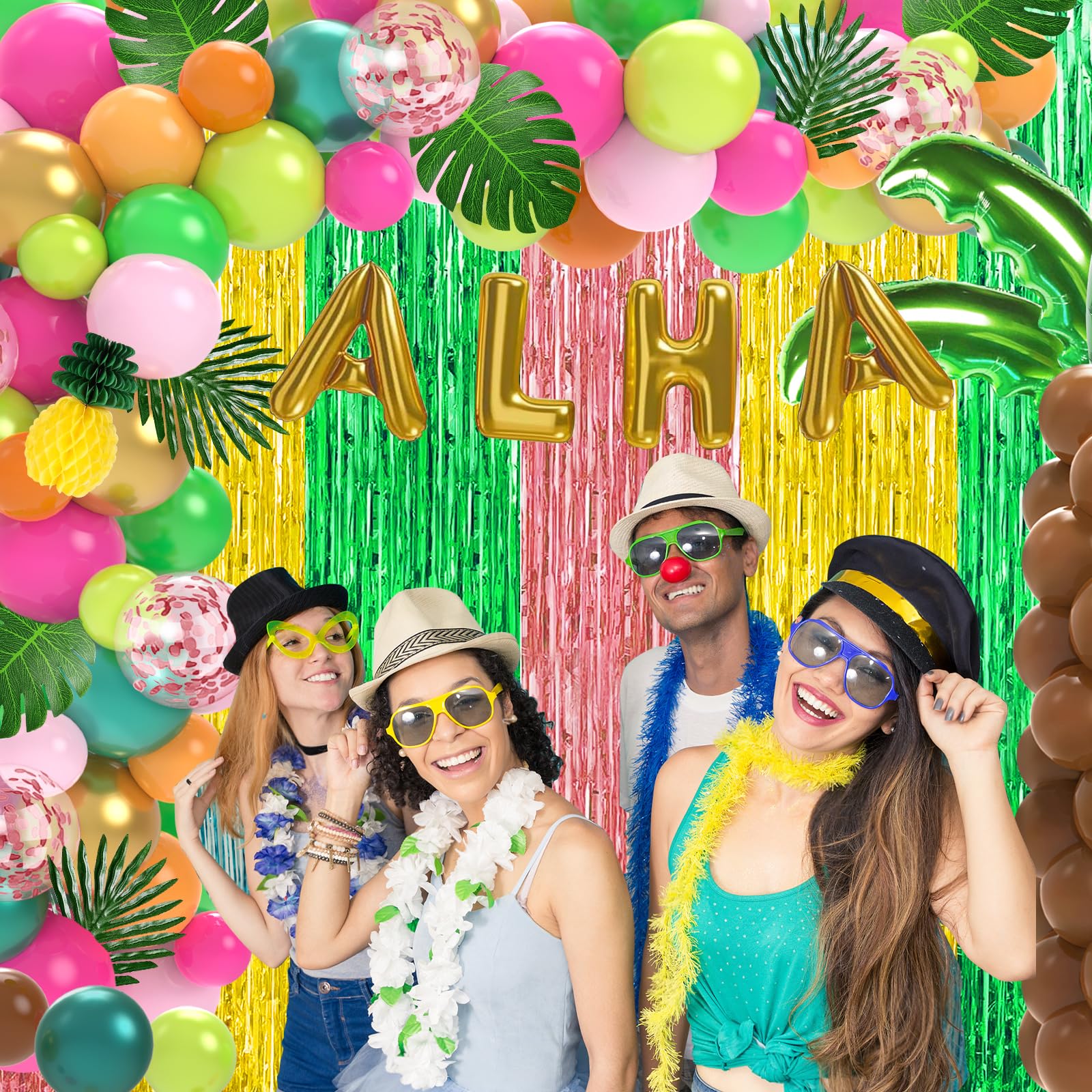 184Pcs Tropical Balloon Arch Garland Kit, Luau Party
