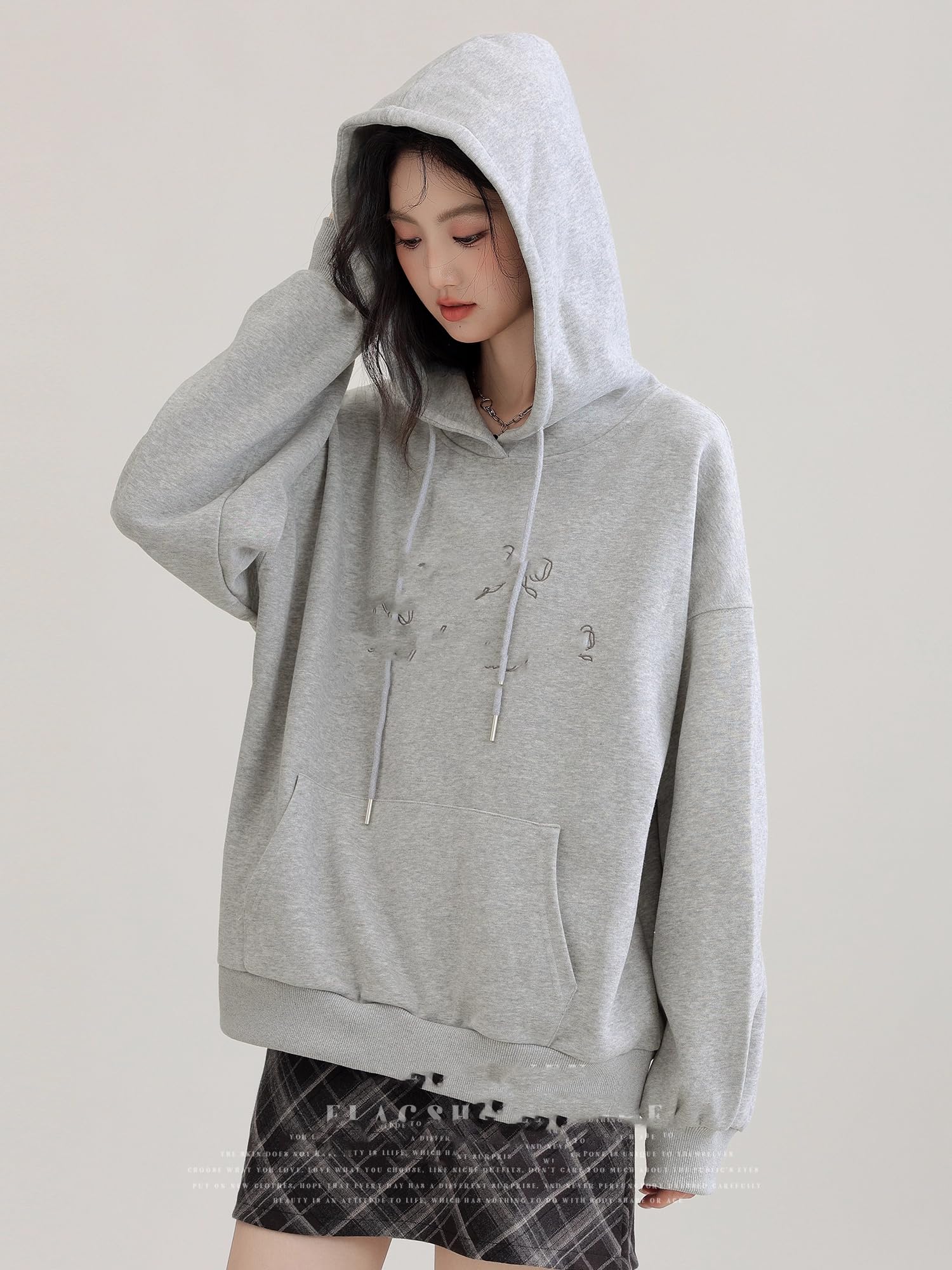 Sudadera Vintage para Mujer, con Capucha, Forrada de Felpa, Estilo Callejero