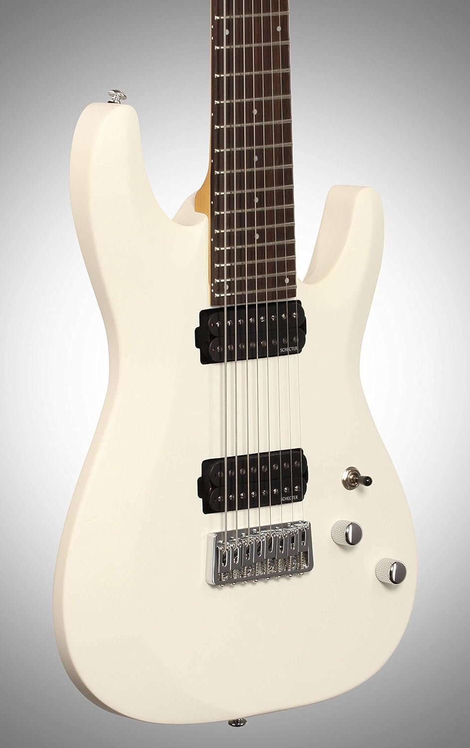 Schecter C-8 DELUXE Satin White 8-String Solid-Body Electric Guitar, Satin White
