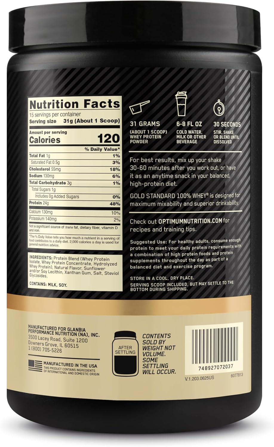 Optimum Nutrition Gold Standard 100% Whey Protein Powder, Naturally Flavored Vanilla, 15 Servings (Packaging May Vary) - Image 9
