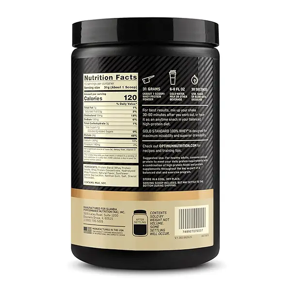 Optimum Nutrition Gold Standard 100% Whey Protein Powder, Naturally Flavored Vanilla, 15 Servings (Packaging May Vary) 9