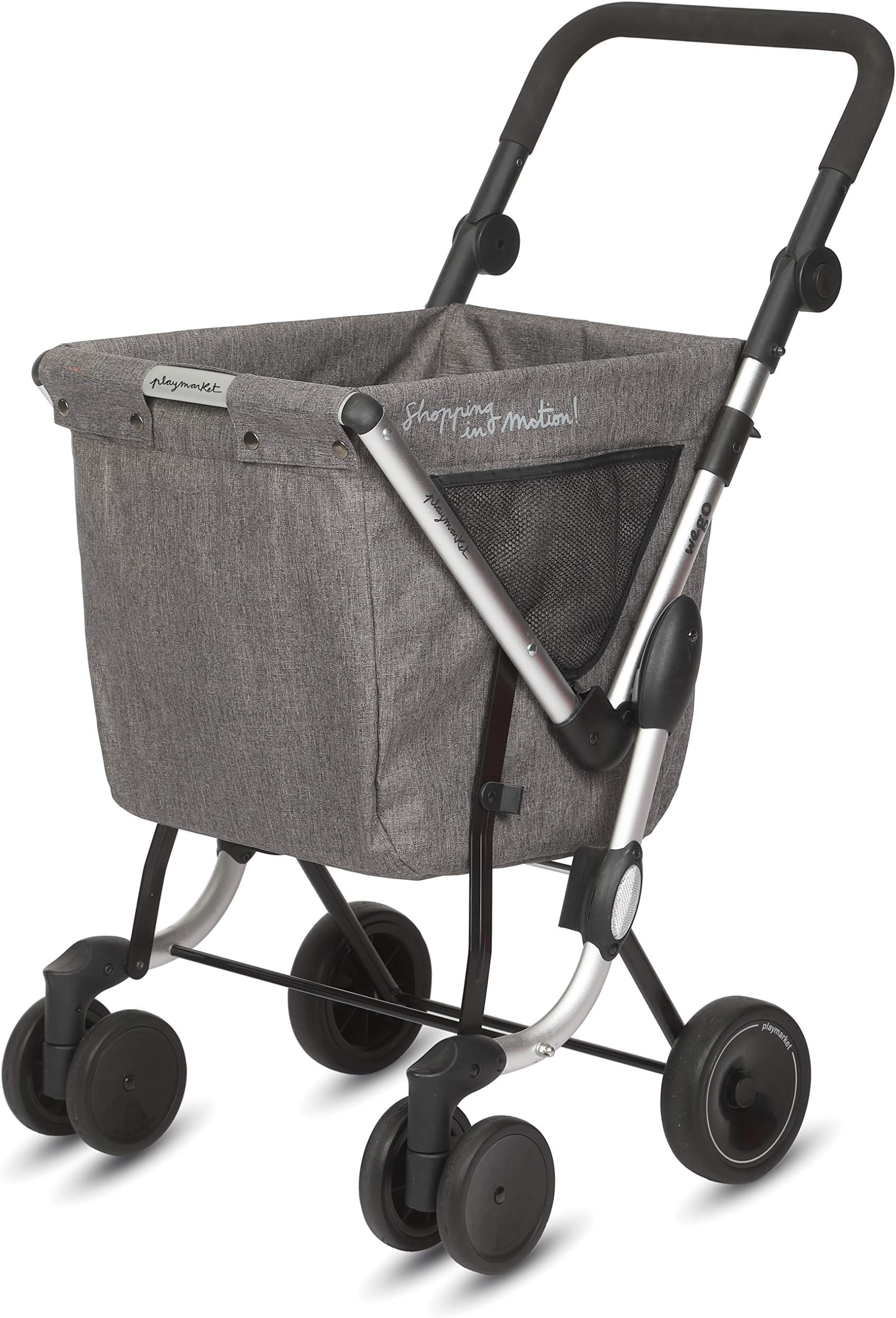 Playmarket We Go Folding Shopping Cart with Swivel Wheels, Textured